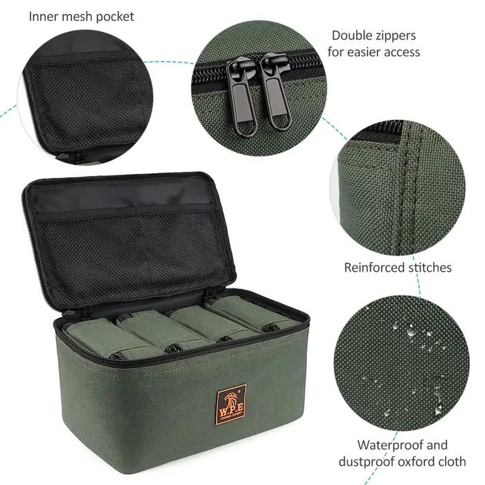 Sac organisateur pêche avec 4 poches pour rangement moulinets et leurres accessoires pêche pratique