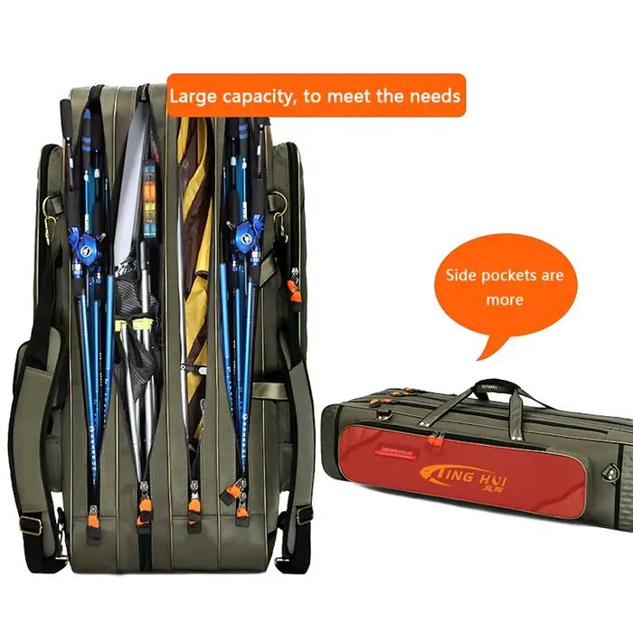 Sac canne pêche rigide multifonction 2/3/4 couches 80-130cm - Étui stockage matériel oxford 1680D pêche France