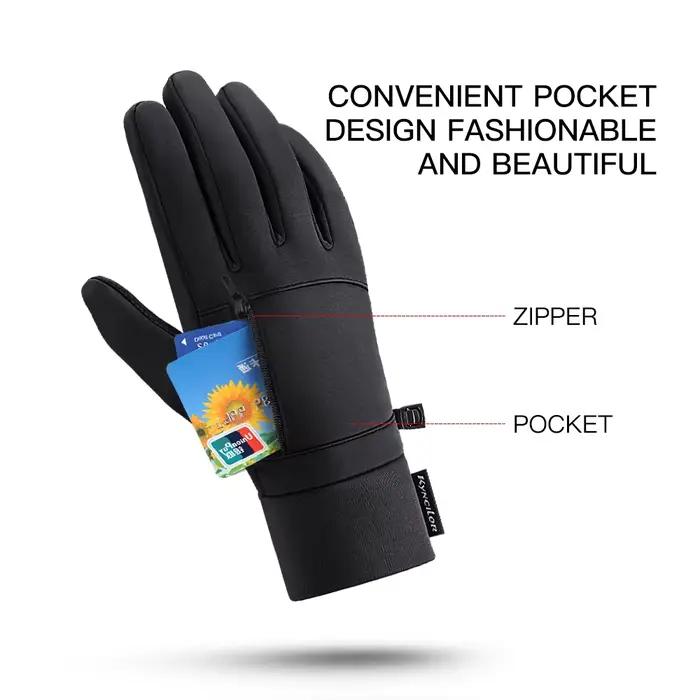 Gants vélo hiver homme étanches - Gants sports neige touchscreen windstop waterproof pour cyclisme hivernal