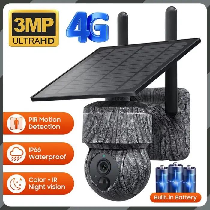 Caméra trail sans fil 4G WiFi solaire avec vue directe alarme détection humaine PTZ pour sécurité chasse