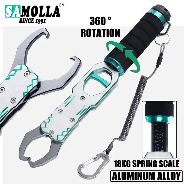 Pinces à poisson SAMOLLA avec balance 18kg - Accessoires pêche alliage aluminium rotation 360°