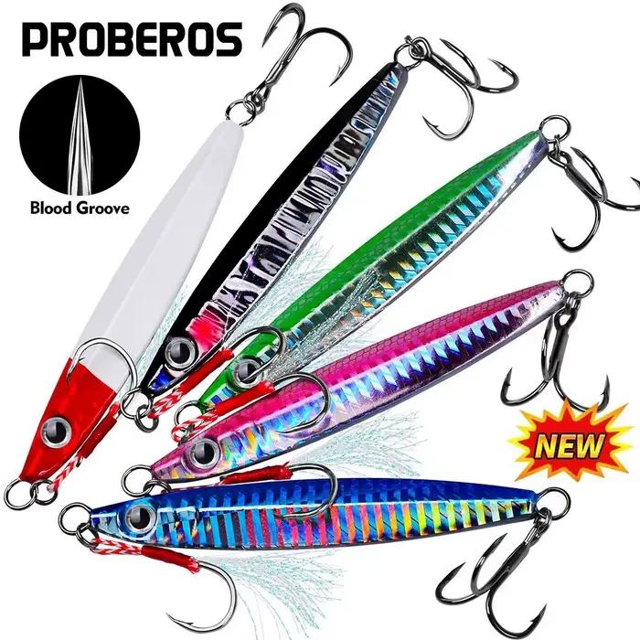 Leurres métal jig 3D 5 pièces 10g à 60g pour pêche en mer et surfcasting -