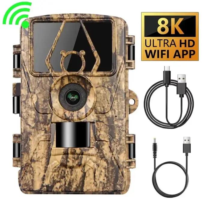 Caméra de chasse 8K WiFi PR801W 60MP étanche vision nocturne surveillance ferme application mobile