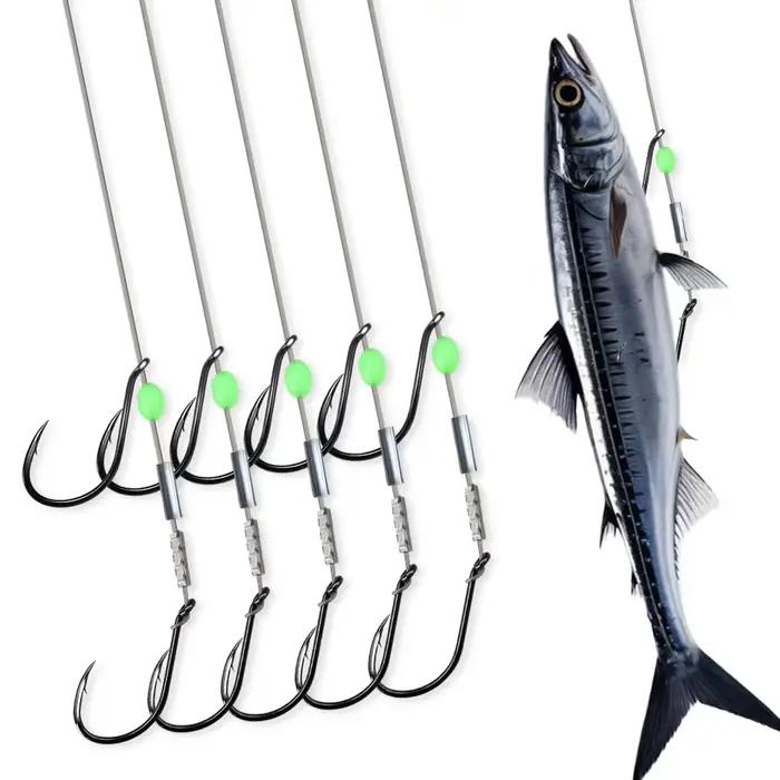 ZYZHE 1pc Stinger Rig pêche avec 49 brins acier double hameçon appât vivant eau douce mer