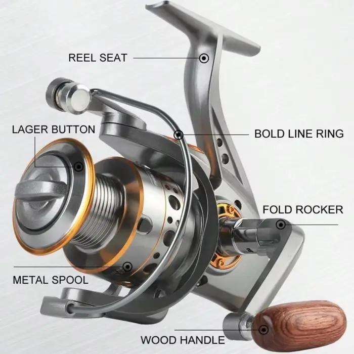Moulinet spinning DC série 1000-7000 5.2:1 - Bobine CNC métal, frein 26LB pour pêche mer et eau douce
