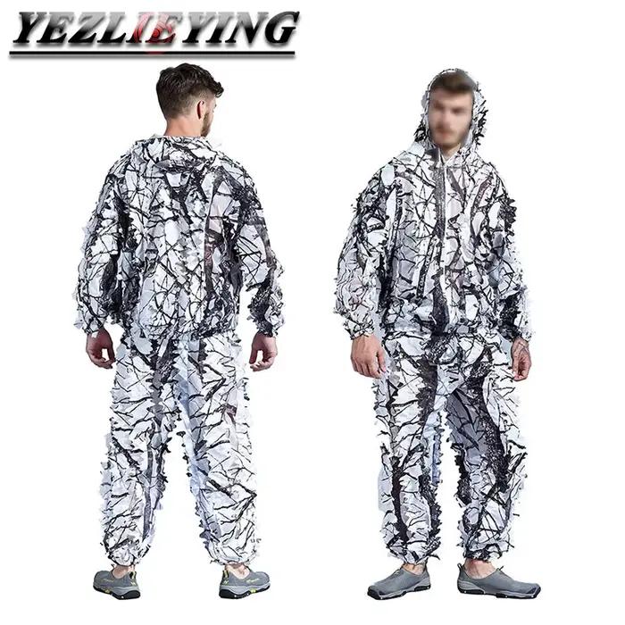 Combinaison ghillie neige érable 3D hiver - Tenue camouflage blanc pêche chasse observation
