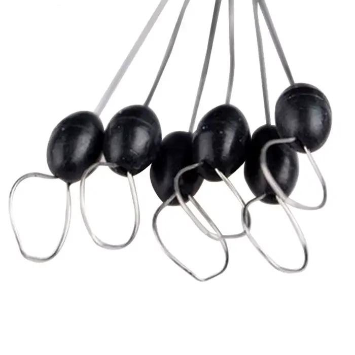 100 groupes connecteurs ovales espace haricot 6 en 1 - Arrêts flotteurs noirs pour ligne de pêche accessoires