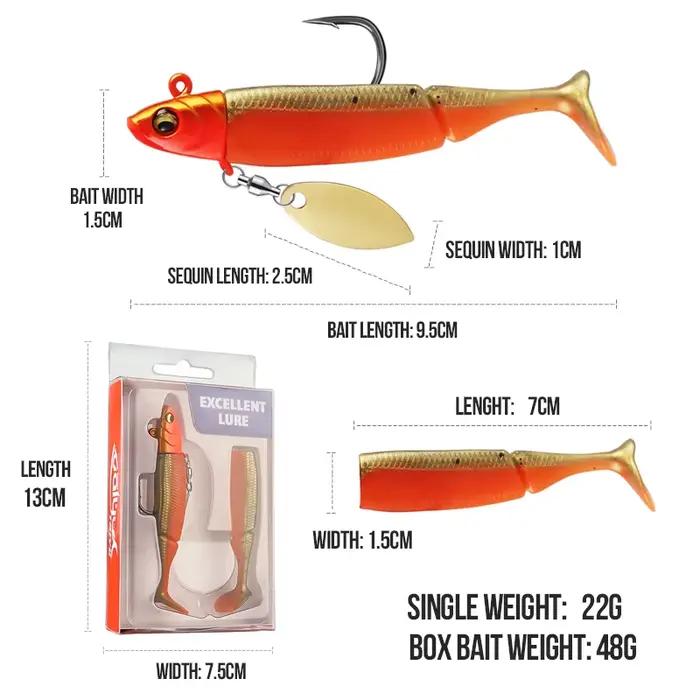Leurres de pêche TAIYU 20g tête plombée leurre souple t-tail spinner cuillère pour brochet truite perche