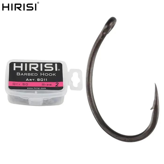 Hameçons carpe acier carbone gainé 50 pièces avec boîte de rangement pour pêche en eau douce