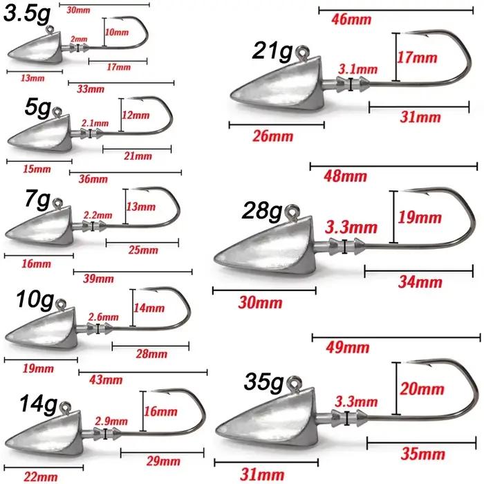 Tête de jig métallique 3.5g à 35g pour leurres souples - Hameçon sharp Texas Rig pêche carnassiers