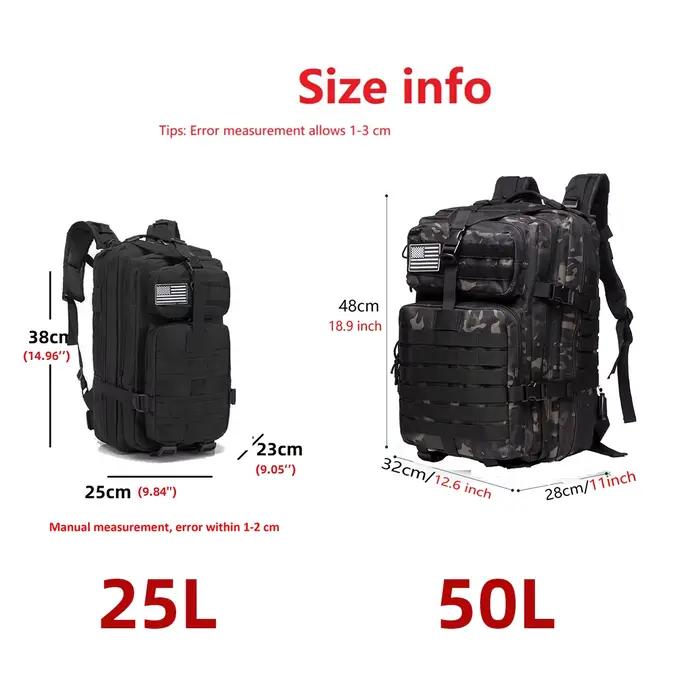 Sac à dos tactique 55L pour randonnée pêche chasse camping sport outdoor avec système de transport courbe physiologique du dos et compartiments organisateurs