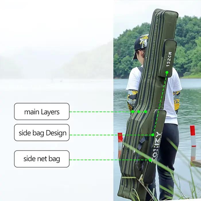 Sac de transport de canne à pêche pliable portable 122 à 182 cm pour canne, moulinet et accessoires