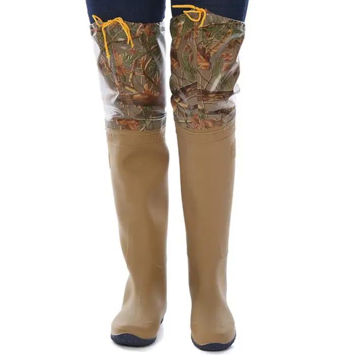 Waders camouflage PVC 60cm - Bottes pêche semelle souple - Utilisation polyvalente riziculture