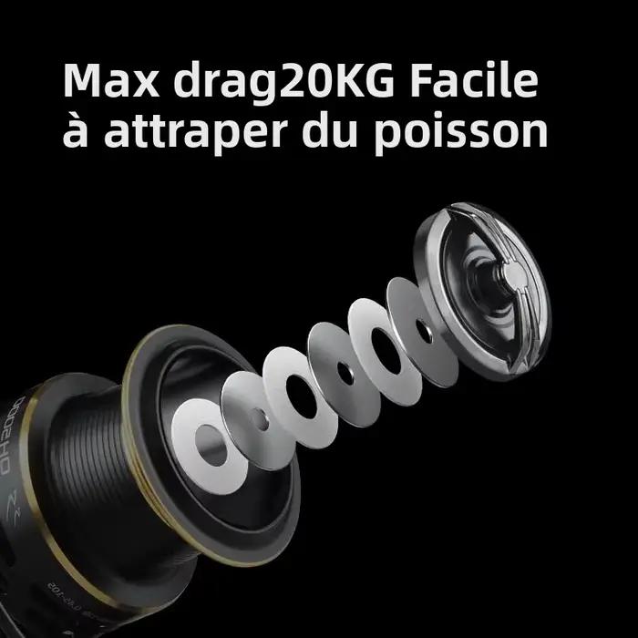 Moulinet LINNHUE carpe spinning double frein 20kg QH3000-9000 mer bobine spare