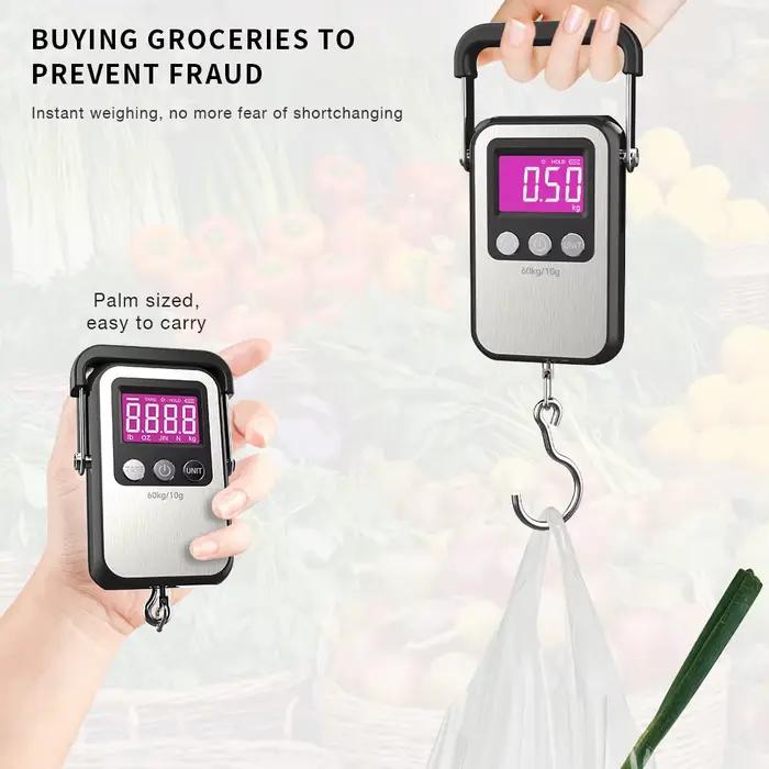 Balance numérique suspendue rechargeable 60kg/10g en acier inoxydable pour pêche et usage domestique