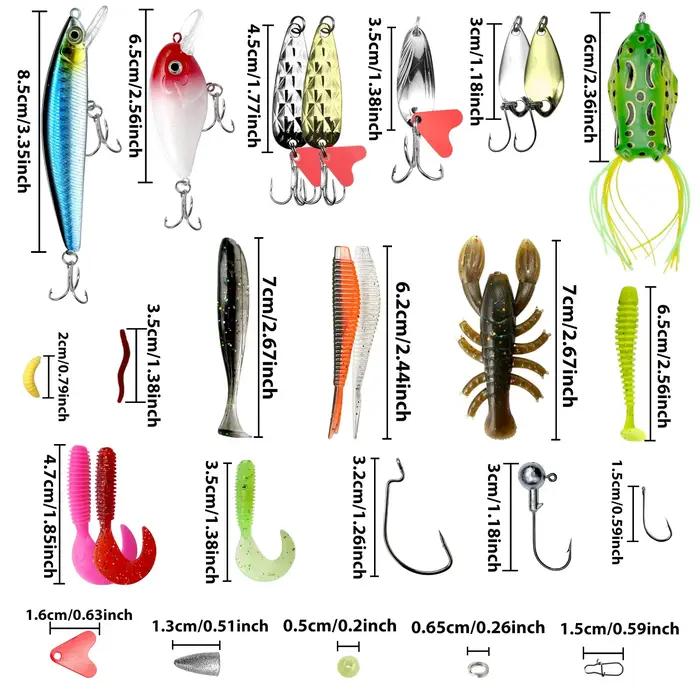 Kit de pêche leurres souples et durs avec cuillères métalliques pour brochet et perche coffret rangement