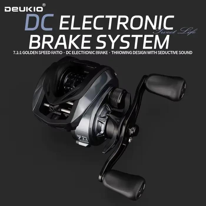 Moulinet baitcasting électrique DEUKIO DC roues carpe 6+1BB ratio 7.1:1 pêche en mer casting