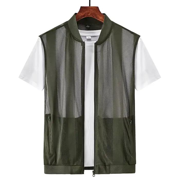 Veste homme mesh aérée pêche été sport extérieur respirant léger veste décontractée