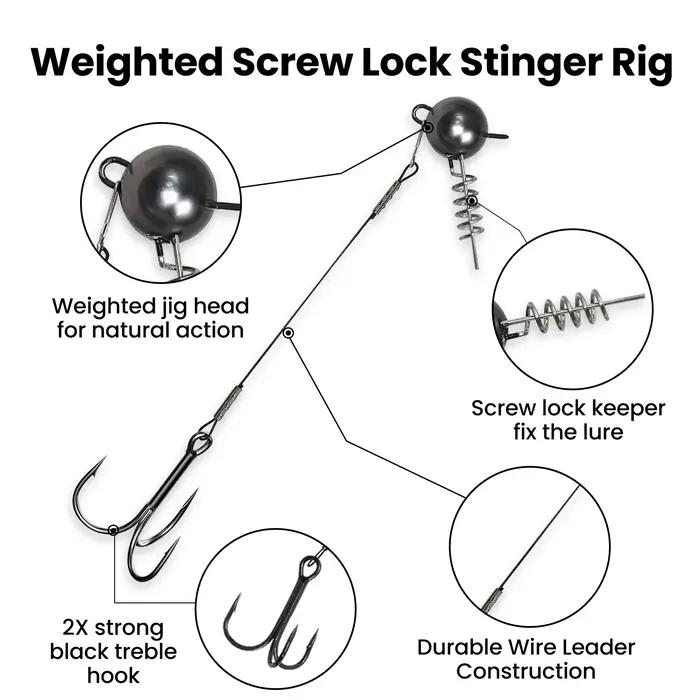 Montage Stinger Rig 9KM Pour Brochet Avec Tête Plombée Hameçons Triples Pêche Aux Leurres Souples Occasions Lac Mer