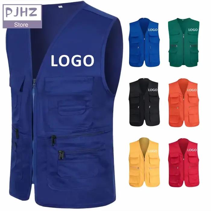 Veste personnalisable multi-poches pêche photographie outdoor avec impression logo entreprise groupe