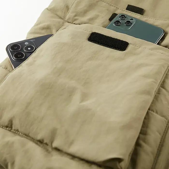 Gilet polaire multi-poches pêche hiver grande taille - Veste sans manches chaude 6XL pour pêcheur avec équipement