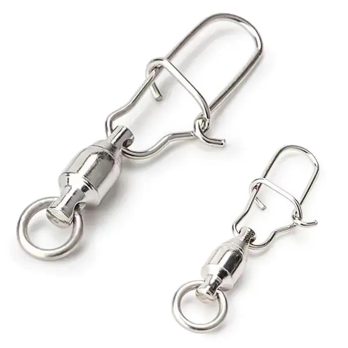 Kit de 20 connecteurs à roulement à bille pour ligne de pêche crochet à cordes agrafes pivotantes anti-vrillage matériel acier haute teneur carbone occasions pêche marine rivière cadeau pêcheur