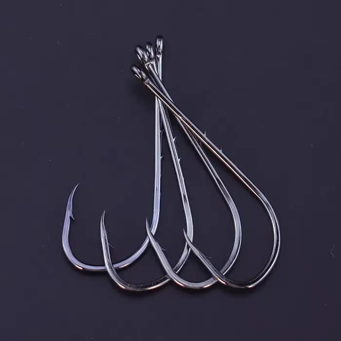 50 hameçons longue tige double porte-appât pour pêche surfcasting et appâts vivants - acier carbone