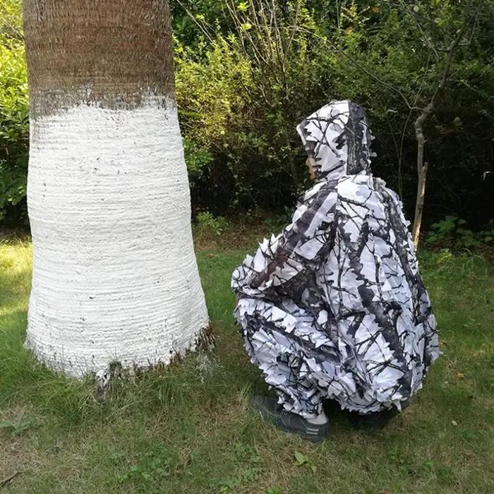 Combinaison ghillie neige érable 3D hiver - Tenue camouflage blanc pêche chasse observation