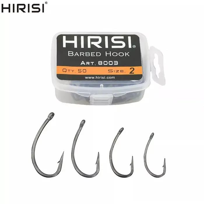 Hirisi 50 hameçons carpe acier inoxydable carbone avec boîte originale retail 8003