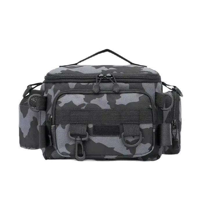 Sac à dos de pêche noir avec porte-canne multi-usages pour homme et femme rangement matériel pêche occasionnels et itinérants