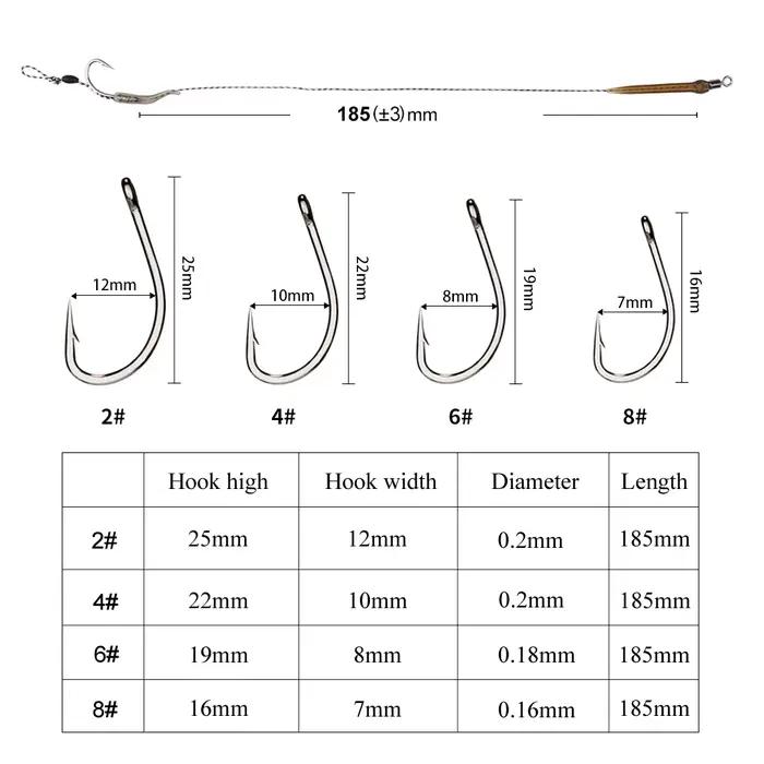 Montages carp fishing FTK 18.5cm hameçons hair rigs avec ligne 30-60LB pour pêche au feeder