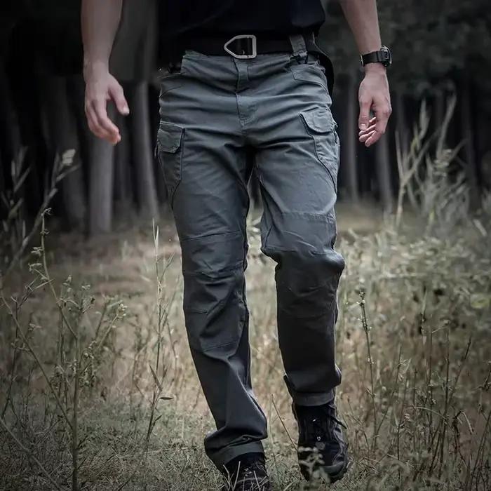 Pantalon tactique chasse pêche 97% coton stretch multi-poches randonnée camping homme