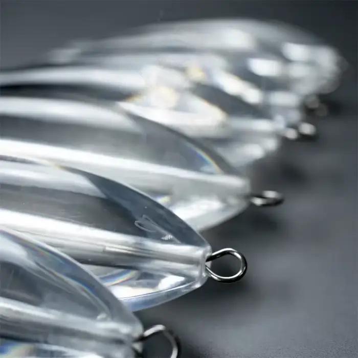5 flotteurs de pêche acrylique coulants transparents 10-50g avec anneau métallique pour bombarda, lancer et mouche