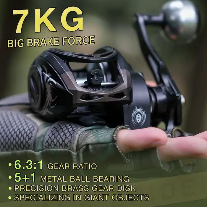 Moulinet baitcaster HAUT TON noir 6.3:1 frein 7KG - pêche bass eau douce et salée