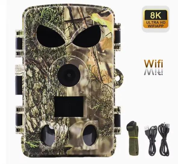 Caméra de chasse 60MP 4K/8K WiFi avec vision nocturne infrarouge - Détection de mouvement étanche