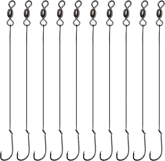Montage fishing hook avec leader rig et rolling swivel pour pêche en eau douce et pêche au vif