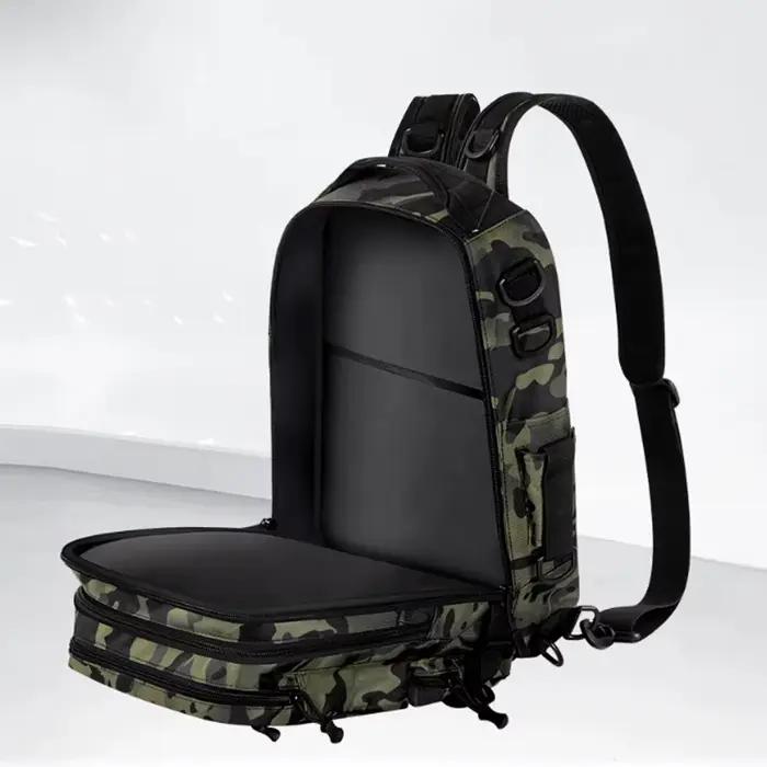 Sac à dos homme rangement leurres pêche avec porte-canne - Équipement pêche, randonnée, camping