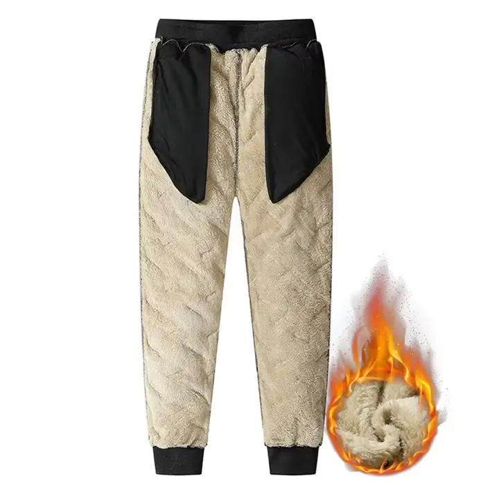 Pantalon polaire épais hiver homme doublure laine chaleur imperméable coupe-vent pour activités extérieures et ville