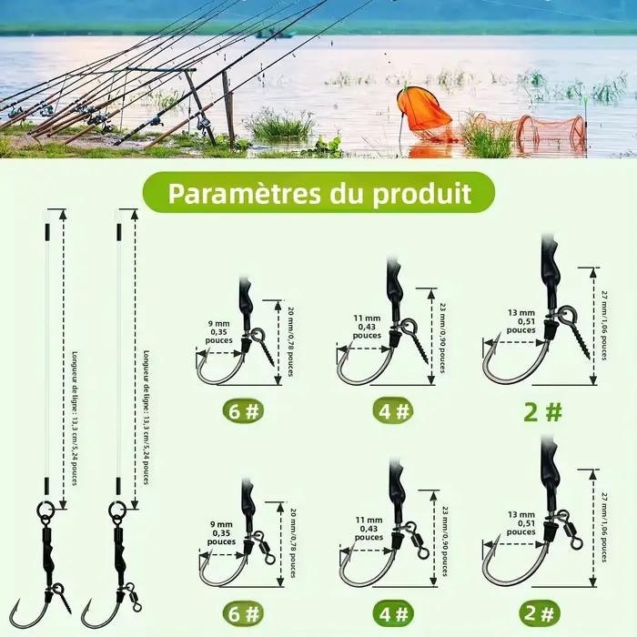 Montages carpe pré-montés fluorocarbone avec émerillons roulants - prêts à l'emploi pour method feeder