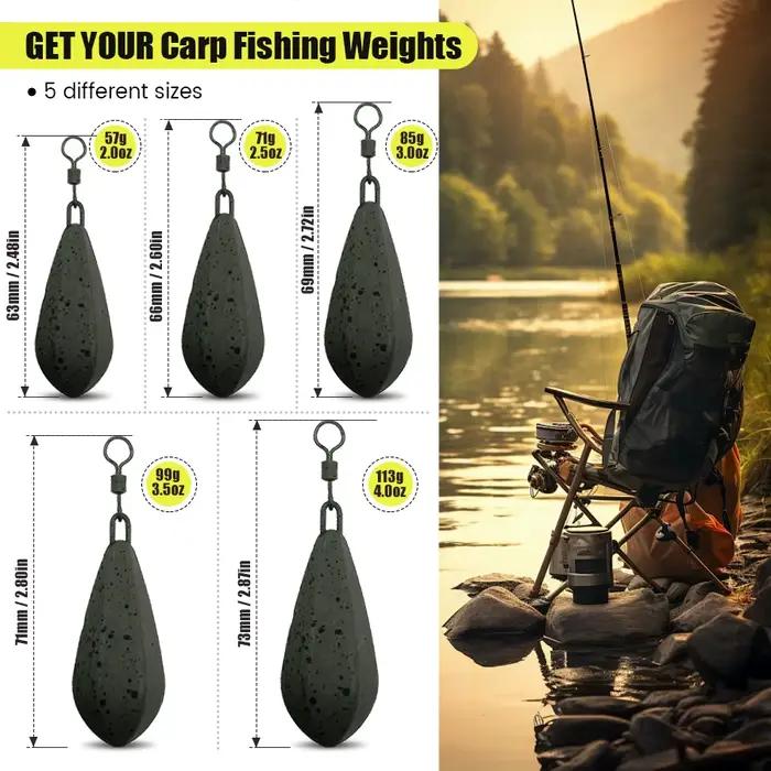 Plomb de pêche à la carpe 56g à 113g, résistant eau douce et mer, anti-corrosion durable