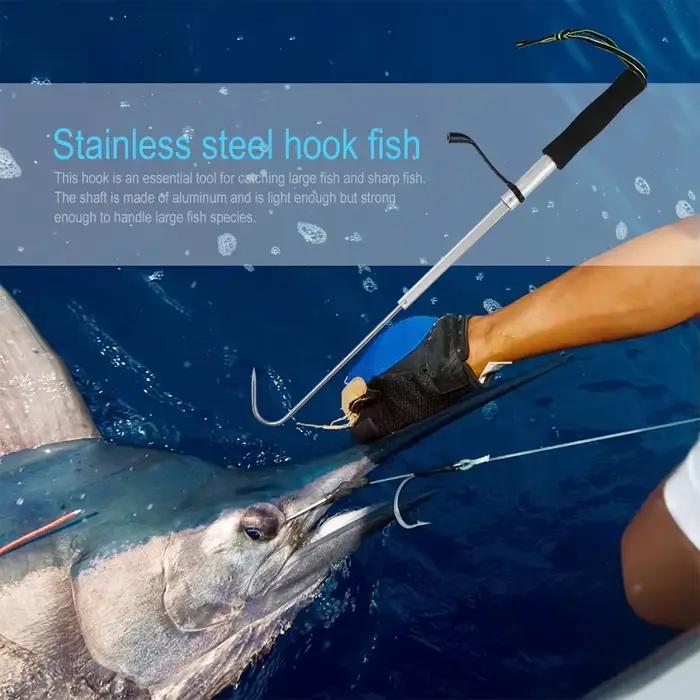 Gaffe télescopique pêche en mer portable, canne à pêche rétractable en acier inoxydable 28-60cm pour la glace