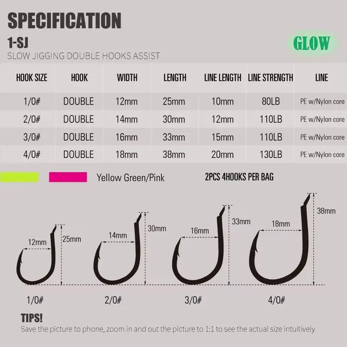 Hameçons Slow Jigging Twin Assist Mustad pour la pêche verticale du dorade et poissons de mer
