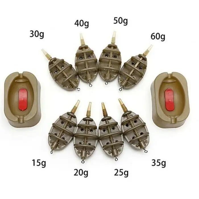 Moule à méthode feeder 5 pièces - Set pour amorçage carpe avec plomb et lance-appât intégré