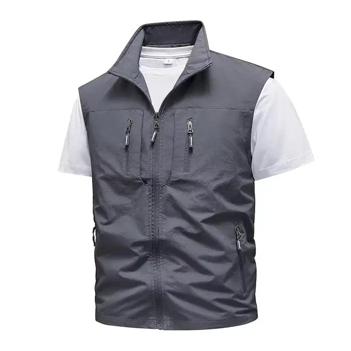 Veste de pêche sans manches homme été mesh multi-poches pour outils extérieur 5XL