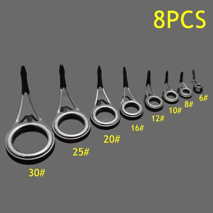 Set de 8 anneaux céramiques pour canne à pêche - Kit réparation guides 6-30mm en acier carbone