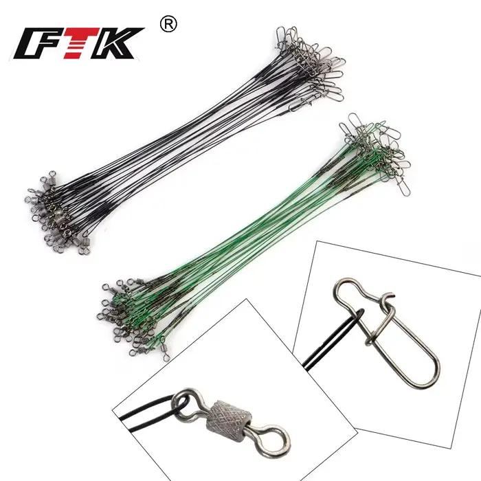 Leash anti-morsure acier 50LB pour pêche du brochet et du black-bass, avec émerillon 16 20 25 cm