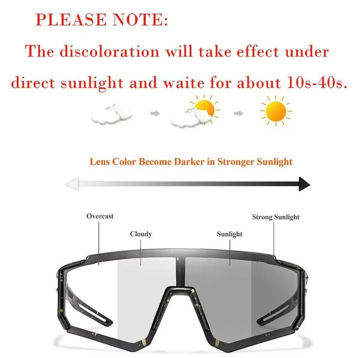 Lunettes photochromiques vélo pêche - Monture carrée anti-vent pour VTT et sports outdoor
