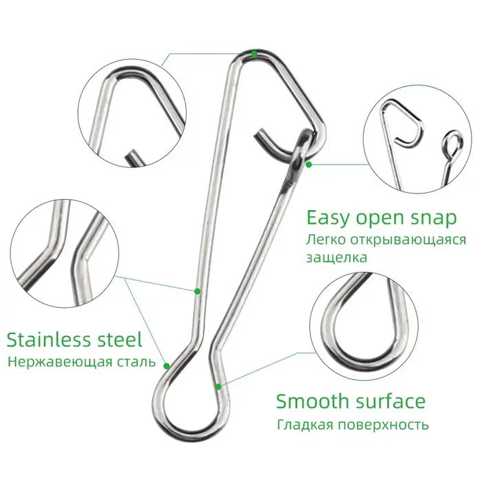 50 émerillons rapides DNDYUJU à fermeture sécurité - Acier inoxydable pour connexions leurres