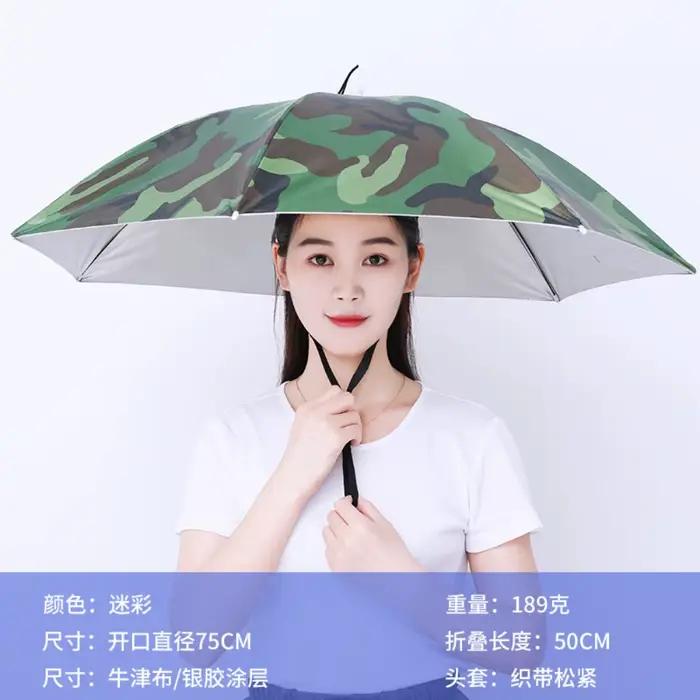 Parapluie chapeau portable 77cm pliable pêche camping plage protection solaire imperméable