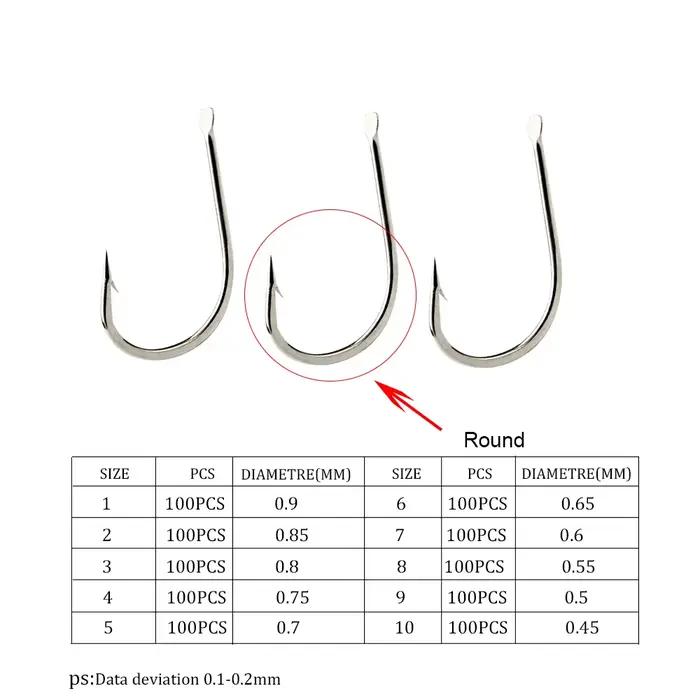 100 Hameçons 421N Acier Haute Carbone Bronze - Tailles 1#-10# pour Carpe et Pêche au Jig